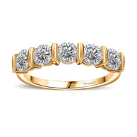 Moissanite 4 Stone Ring in 18K Vermeil YG Over Sterling Silver (Size 10.0) 1.25 ctw
