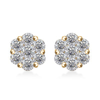 Moissanite Floral Stud Earrings in 18K Vermeil YG Over Sterling Silver 1.50 ctw