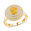 Certified & Appraised Luxoro AAA Madagascar Yellow Sapphire and G-H I2 Diamond 1.35 ctw Ring in 14K Yellow Gold 5.25 Grams - Sticky add to cart bar