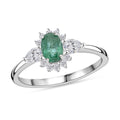Premium Kagem Zambian Emerald and White Zircon 1.00 ctw Ring in Rhodium Over Sterling Silver - Sticky add to cart bar