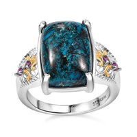 Karis Table Mountain Shadowkite, Orissa Rhodolite Garnet Floral Ring in Platinum Bond (Size 10.0) (Del. in 10-12 Days) 7.65 ctw
