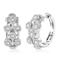 J Francis Embellished with Zirconia by Swarovski Hoop Earrings in Rhodium Over Sterling Silver 2.75 ctw