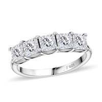 J Francis Embellished with Zirconia by Swarovski 3.35 ctw 5 Stone Ring in Rhodium Over Sterling Silver (Size 10.0)