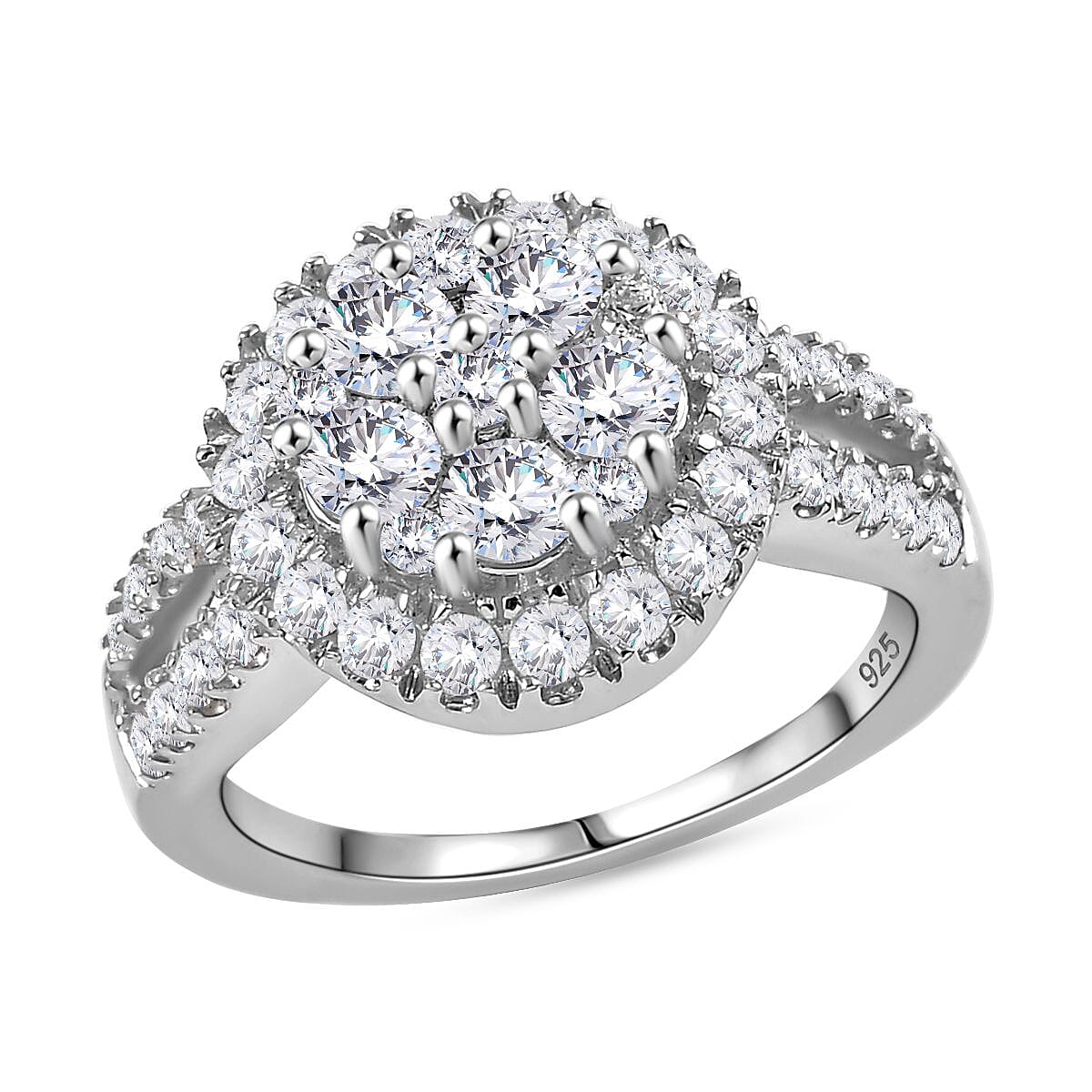 J Francis Embellished with Zirconia by Swarovski 2.40 ctw Ring in Rhodium Over Sterling Silver (Size 10.0)