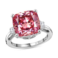 J Francis Embellished with Fancy Pink and White Zirconia by Swarovski Ring in Rhodium Over Sterling Silver (Size 10.0) 15.15 ctw