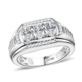 J Francis Embellished with Zirconia by Swarovski Art Deco Men's Ring in Rhodium Over Sterling Silver (Size 10.0) 2.25 ctw - Sticky add to cart bar