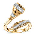 Moissanite Bypass Ring in 18K Vermeil YG Over Sterling Silver (Size 10.0) 0.30 ctw - Sticky add to cart bar