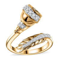 Moissanite Bypass Ring in 18K Vermeil YG Over Sterling Silver (Size 10.0) 0.30 ctw