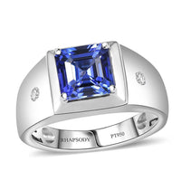 Doorbuster Rhapsody AAAA Tanzanite and E-F VS2 Diamond 2.90 ctw Men's Ring in 950 Platinum (Size 9.0) 11.50 Grams