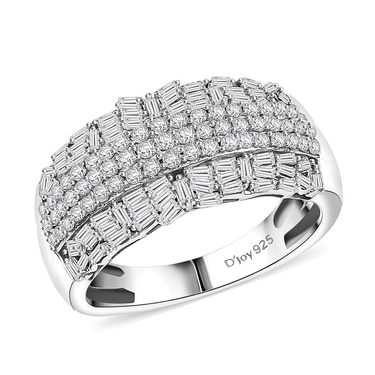 Diamond 1.00 ctw Ring in Rhodium Over Sterling Silver