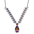D'Joy Nebula Quartz Doublet and Multi Gemstone 16.35 ctw Cosmic Dance Necklace in Rhodium Over Sterling Silver 18 Inches - Sticky add to cart bar