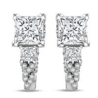 Moissanite and Padparadscha Sapphire (BT) 3.10 ctw Earrings in 18K Vermeil Yellow Gold Over Sterling Silver