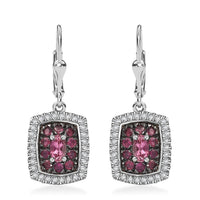 Tsavorite Garnet and White Zircon 2.10 ctw Ocean Glimmer Earrings in Rhodium Over Sterling Silver