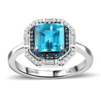 Luxoro Premium Betroka Blue Apatite and Blue and I2 White Diamond 2.00 ctw Ring in 10K White Gold