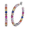 Simulated Multi Color Diamond Inside Out Hoop Earrings in Silvertone 20.00 ctw - Sticky add to cart bar