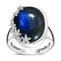 Karis Malagasy Labradorite, White Zircon Ring in Platinum Bond (Size 10.0) 8.20 ctw - Sticky add to cart bar