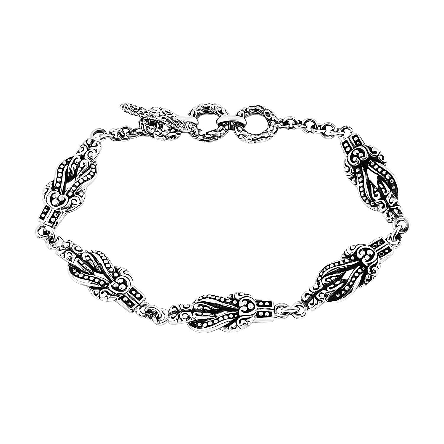 Bali Legacy Filigree Chain Bracelet in Sterling Silver (6.50-8.0In) 17.75 Grams