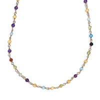 Multi Gemstone 16.85 ctw Necklace 20 Inches in 18K YG Plated and Stainless Steel