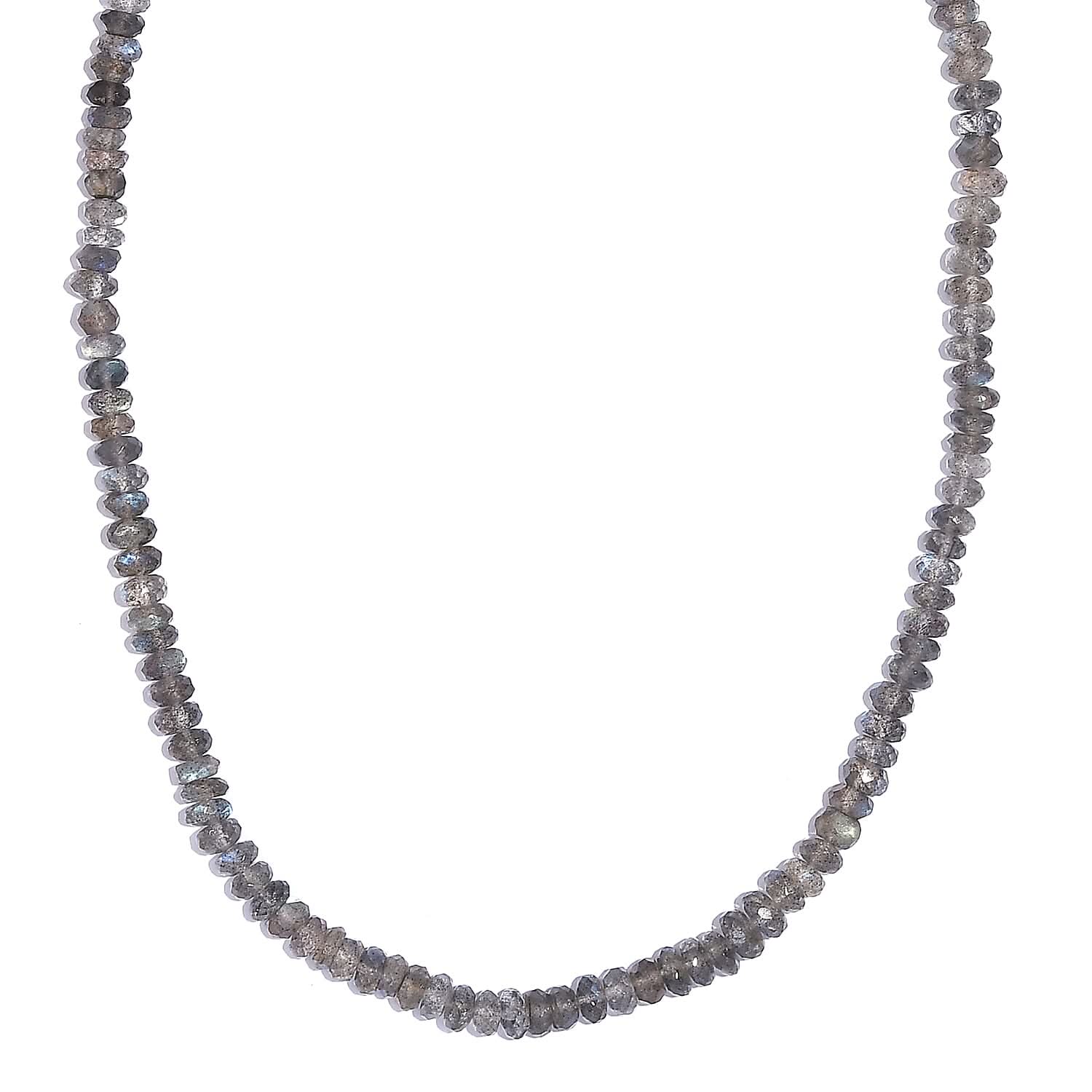 Malagasy Labradorite 380.00 ctw Necklace 18 Inches in Rhodium Over Sterling Silver