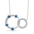 Luxuriant Lab Grown Blue and White Diamond (SI) 1.00 ctw Circle Necklace in Platinum Over Sterling Silver 18 Inches - Sticky add to cart bar