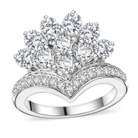 J Francis Embellished with Zirconia by Swarovski Crown Ring in Rhodium Over Sterling Silver (Size 10.0) 4.25 ctw