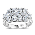 J Francis Embellished with Zirconia by Swarovski Art Deco Ring in Rhodium Over Sterling Silver (Size 10.0) 3.80 ctw - Sticky add to cart bar