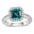 Certified & Appraised Rhapsody 950 Platinum Asscher Cut AAAA Pirineu Lagoon Tourmaline, Diamond (E-F, VS) (0.37 cts) Ring (Size 10.0) (6 g) 2.32 ctw - Sticky add to cart bar