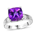 Karis African Amethyst 4.00 ctw Solitaire Ring in Platinum Bond (Size 8.0) - Sticky add to cart bar