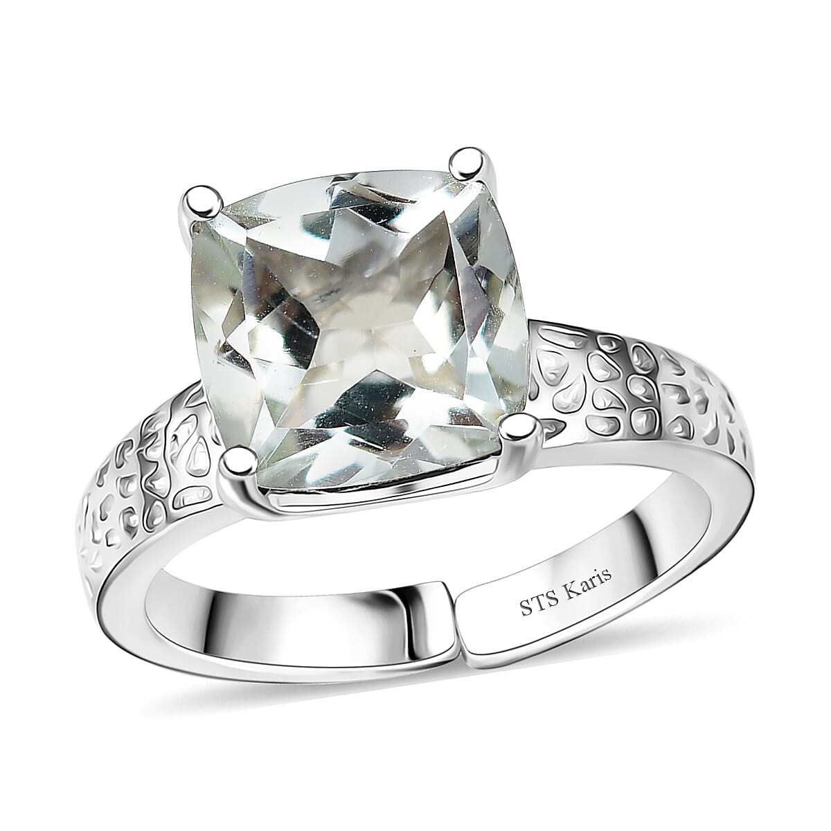 Karis Montezuma Prasiolite 4.30 ctw Solitaire Ring in Platinum Bond (Size 5.0)