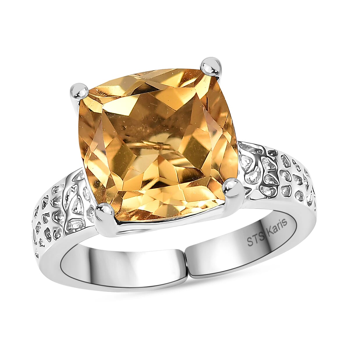 Karis Brazilian Citrine 4.70 ctw Solitaire Ring in Platinum Bond (Size 5.0)