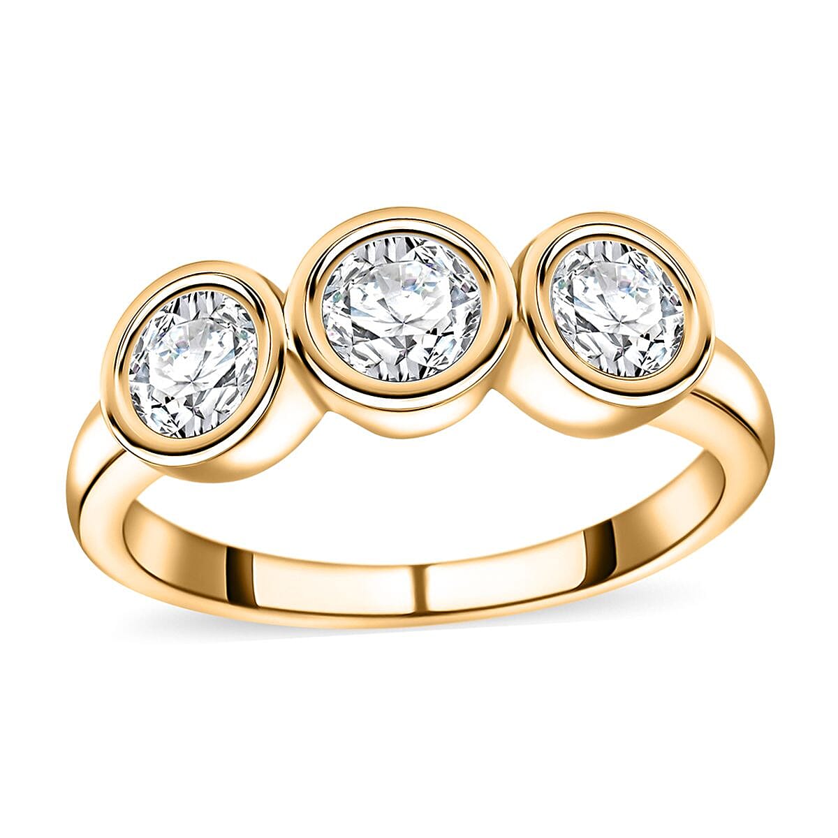 Moissanite (Rnd 5mm) Solitaire Ring in 18K Vermeil YG Over Sterling Silver (Size 10.0) 1.35 ctw