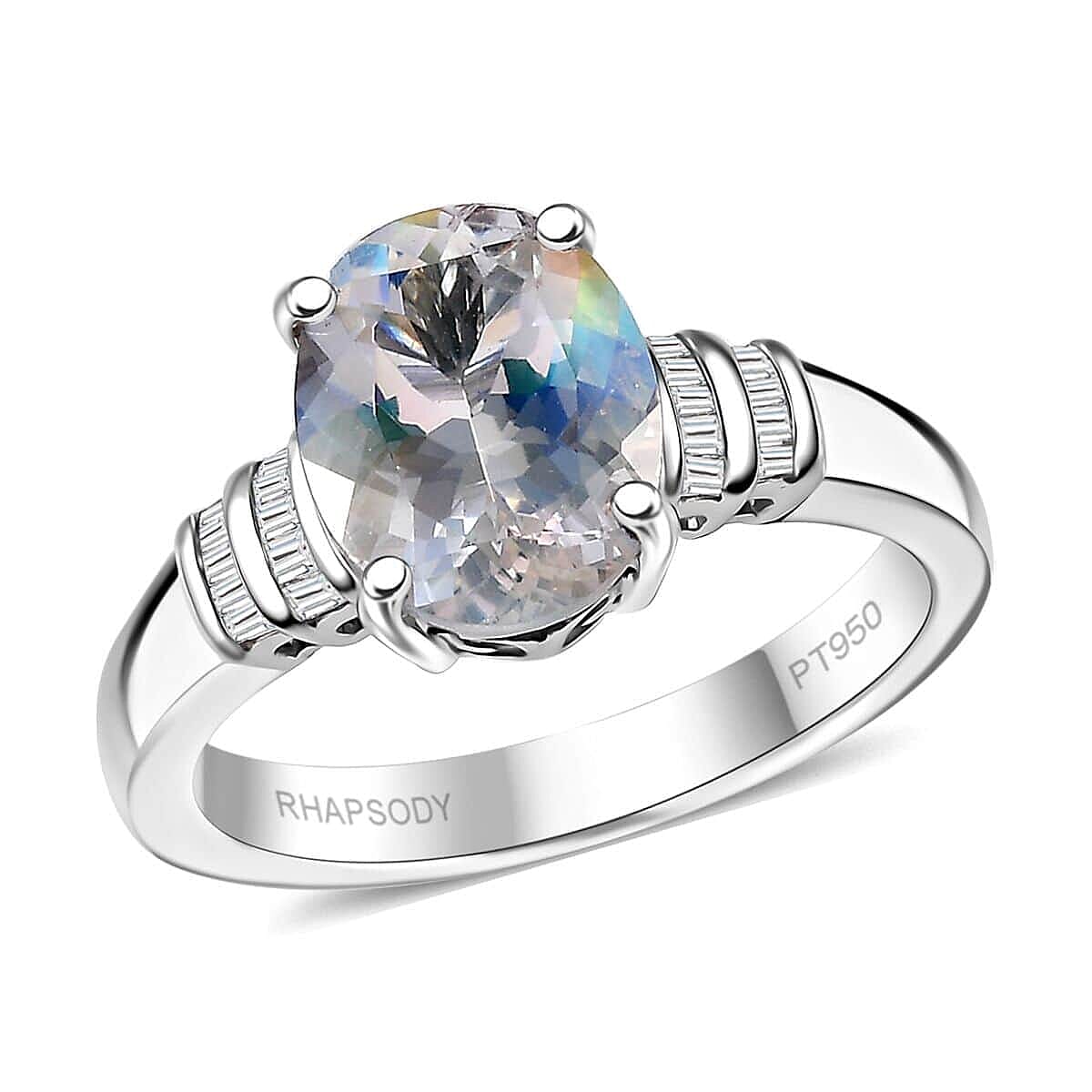 Rhapsody 950 Platinum AAAA Malagasy Moonstone, Diamond (E-F, VS) Ring (Size 7.0) (6.80 g) 2.40 ctw