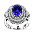 Rhapsody 950 Platinum AAAA Tanzanite, Diamond (E-F, VS) Ring (Size 7.0) 4.36 ctw - Sticky add to cart bar
