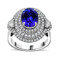 Rhapsody 950 Platinum AAAA Tanzanite, Diamond (E-F, VS) Ring (Size 7.0) 4.36 ctw
