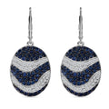 Madagascar Blue Sapphire, White Zircon Ocean Waves Earrings in Rhodium Over Sterling Silver 4.35 ctw - Sticky add to cart bar