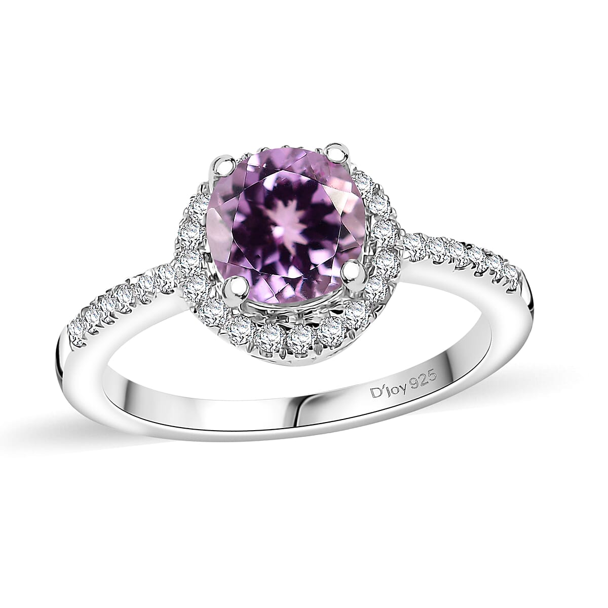 Premium Martha Rocha Kunzite, Moissanite Ring in Rhodium Over Sterling Silver (Size 7.0) 2.30 ctw