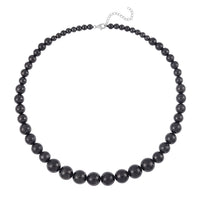 Shungite 250.00 ctw Beaded Necklace in Rhodium Over Sterling Silver 18-20 Inches