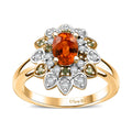 Fanta Garnet, Moissanite Floral Ring in 18K Vermeil YG Over Sterling Silver (Size 7.0) 1.60 ctw - Sticky add to cart bar