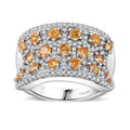 Fanta Garnet, White Zircon Honeycomb Ring in Rhodium Over Sterling Silver (Size 7.0) (Del. in 8-10 Days) 3.00 ctw - Sticky add to cart bar