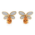 D'Joy Fanta Garnet and White Zircon 1.25 ctw Honey Bee Earrings in 18K Vermeil Yellow Gold Over Sterling Silver - Sticky add to cart bar