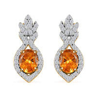 D'Joy Fanta Garnet and White Zircon 1.40 ctw Elegant Earrings in 18K Vermeil Yellow Gold Over Sterling Silver