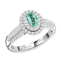 Rhapsody 950 Platinum AAAA Paraiba Tourmaline, Diamond (E-F, VS) Ring (Size 10.0) (7.85 g) 1.49 ctw