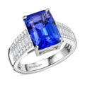 Certified & Appraised Rhapsody 950 Platinum AAAA Tanzanite, Diamond (E-F, VS) (0.74 cts) Ring (Size 8.0) (7.75 g) 5.30 ctw - Sticky add to cart bar