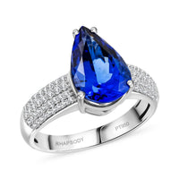 Certified & Appraised Rhapsody 950 Platinum AAAA Tanzanite, Diamond (E-F, VS) (0.46 cts) Ring (Size 10.0) (8.45 g) 4.80 ctw