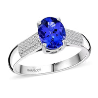 Certified & Appraised Rhapsody 950 Platinum AAAA Tanzanite, Diamond (E-F, VS) (0.28 cts) Ring (Size 10.0) (7.90 g) 2.30 ctw
