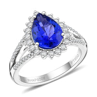 Certified & Appraised Rhapsody 950 Platinum AAAA Tanzanite, Diamond (E-F, VS) (0.50 cts) Ring (Size 10.0) (6.75 g) 2.70 ctw
