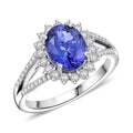 Certified & Appraised Rhapsody AAAA Tanzanite and E-F VS Diamond 2.70 ctw Ring in 950 Platinum 6.60 Grams - Sticky add to cart bar