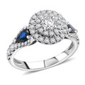 Modani Diamond and AAAA Blue Sapphire 1.50 ctw Ring in 950 Platinum (Del. in 10-12 Days) 6.20 Grams - Sticky add to cart bar