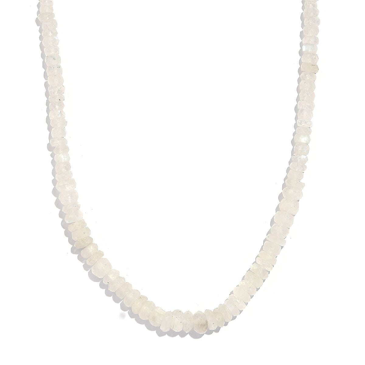 Kuisa Rainbow Moonstone 90.00 ctw Beaded Necklace in Rhodium Over Sterling Silver 18 Inches