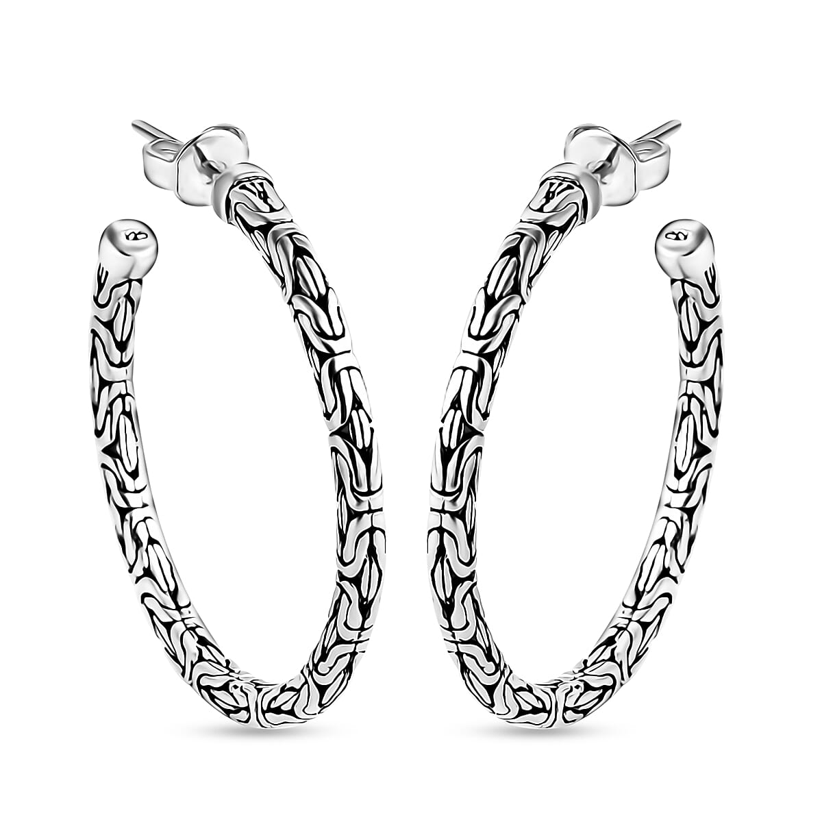 Bali Legacy Borobudur Hoop Earrings in Sterling Silver 9.65 Grams